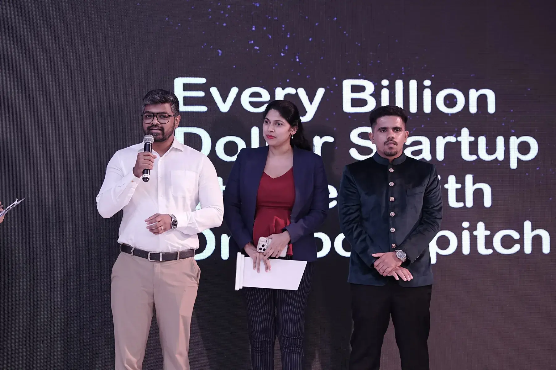 Founders on stage at the close of a Pitch Studio edition